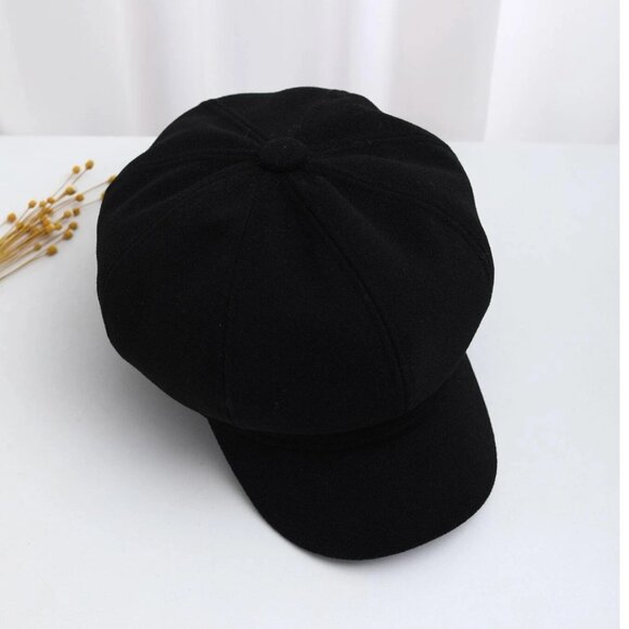 Minimalist Newsboy Baker Boy Cap Black - Picture 6 of 6